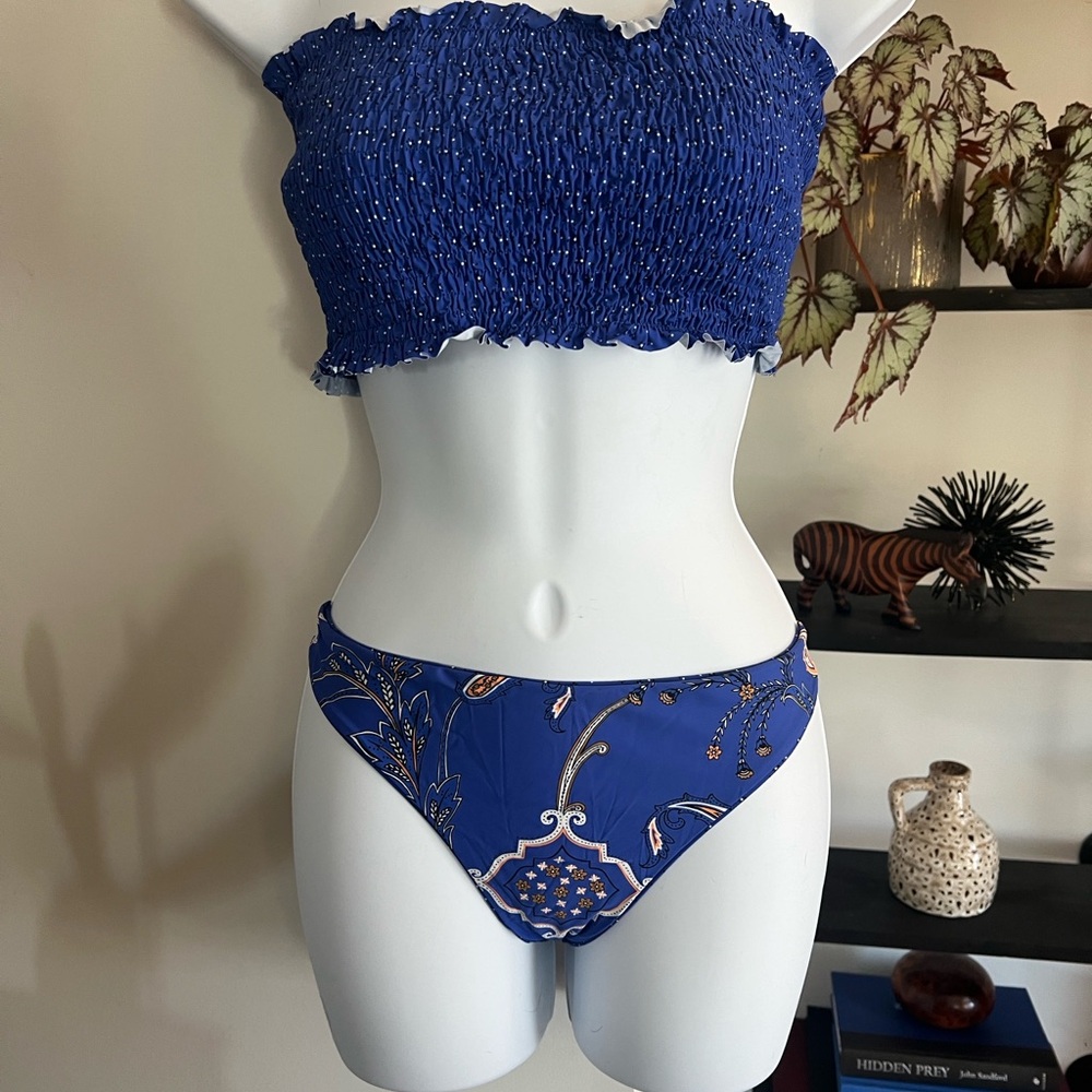 Seafolly Blue Swimwear with reversible bottoms